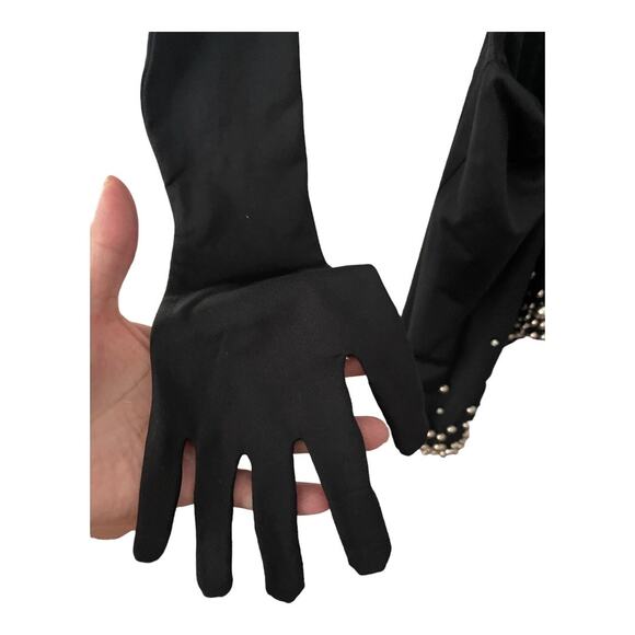 NBD Isla One Shoulder Mini Dress Cut Out Embellished Detachable Sleeve Black S - Picture 14 of 16